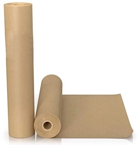 Detail of eco-friendly brown kraft paper rolls for gift wrapping and DIY art crafts
