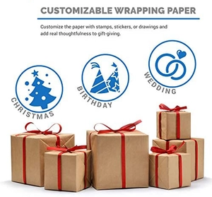 Brown kraft paper rolls for Christmas, birthdays, and weddings with DIY custom gift wrap