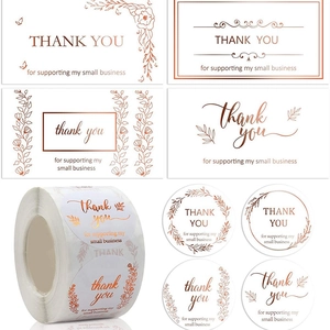 Rose Gold Thank You For Supporting My Small Business Stickers And Cards Floral Decorative Labels For Shop Packaging Gift Boxes