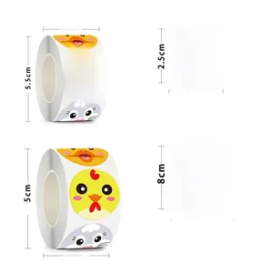 Size comparison between 2.5cm and 3.8cm rolls of cute cartoon animal reward stickers