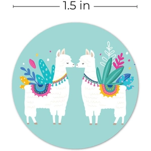 500-count 1.5 inch llama animal pattern round adhesive thank you stickers roll