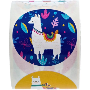 500 pieces 3.8cm round llama theme animal thank you sticker roll for kids decoration