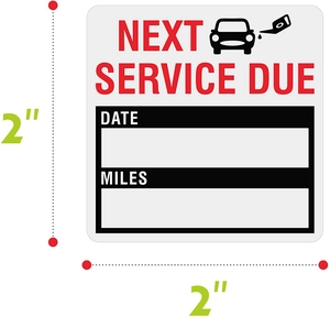 Adesivo impermeabile promemoria cambio olio 2x2 pollici con data prossimo servizio e km