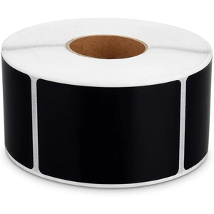 Roll of 500 waterproof black chalkboard labels with removable adhesive and rounded corners