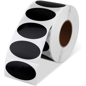 Roll of 500 removable black oval chalkboard stickers made of waterproof PVC material
