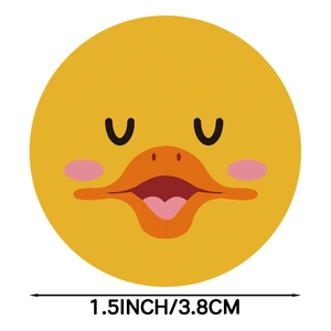 Round yellow duck reward stickers for kids, 1.5 inch cartoon motivation labels for students