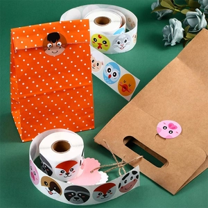 Cute cartoon animal stickers used as seal labels on gift bags for reward and decoration