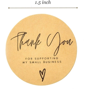 1,5 Zoll runde Kraftpapier Aufkleber mit Thank You Text für kleine Unternehmen Verpackung