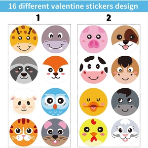 500pcs 3.8cm animal reward stickers for kids featuring 16 various cartoon characters