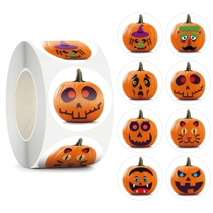 Happy Halloween Pumpkin Face Stickers Cartoon Decorative Labels For Children Party Gift Wrap Scrapbooking Stationery