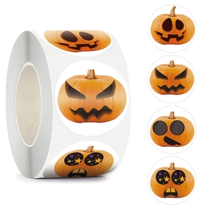 Autocollants Halloween en Papier Couché Forme Citrouille Étiquettes Décoratives DIY pour Fête Scrapbooking Autocollants Adhésifs