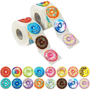 Colorful Donut Stickers For Kids Reward Adhesive Decorative Labels For Scrapbooking DIY Craft Party Favor Gift Stationery Decoration