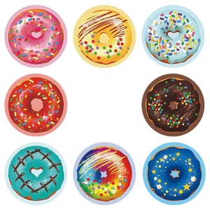 500-count roll of 3.8cm colorful donut reward stickers for kids stationery and decoration