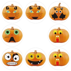 500pcs Halloween pumpkin stickers roll with 8 different fun cartoon facial expressions