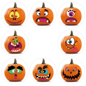 500pcs Halloween Pumpkin Sticker Roll with diverse spooky cartoon monster expressions