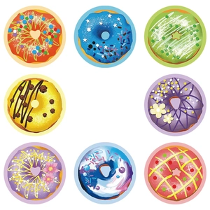 500pcs colorful 3.8cm reward stickers with diverse hand-drawn donut designs for kids