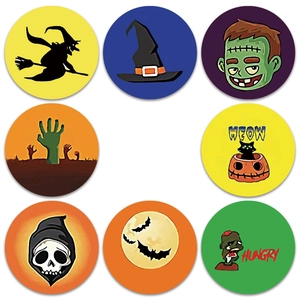 500pcs Halloween stickers roll featuring cartoon witches pumpkins and ghosts motifs