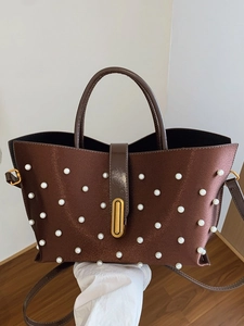 Elegante Borsa a Mano da Donna Con Künstliche Perle in Pelle PU Borsa a Tracolla Design a Cuore Secchiello Alla Moda per Festa Quotidiana