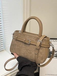 Sac Bandoulière Carré en Similicuir pour Femmes Style Français Détails de Surpiqûres Sac à Main Avec Charme Lapin