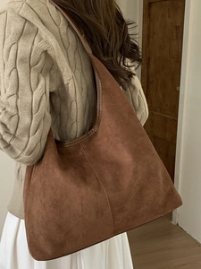 Sac Fourre-tout Hobo en PU Grande Capacité Rétro Minimaliste Texture Daim Sac à Bandoulière pour Femmes Vintage Décontracté