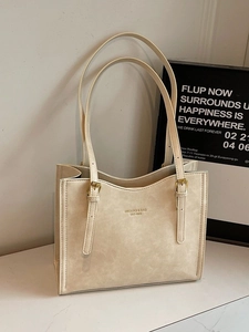 Women Retro Large Capacity PU Leather Tote Bag Commuter Underarm Shoulder Handbag With Adjustable Strap Solid Color