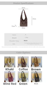 Detailed size specifications and color options for the punk rivet suede bucket shoulder bag