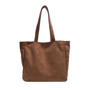 Brown faux suede leopard tote bag for women with large capacity and shoulder straps
