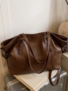 Grand sac cabas marron vintage pour femme avec rivets en étoile pour le travail et loisirs
