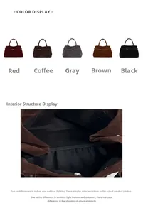 Vue détaillée de la doublure du sac cabas en daim et des cinq nuances de couleurs