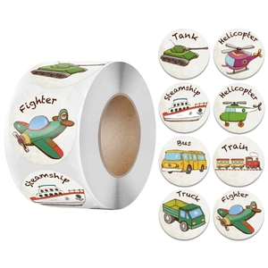 Autocollants de Récompense de Véhicule de Transport de Dessin Animé Pour Enfants Étiquettes Adhésives en Papier Couché pour École Maison