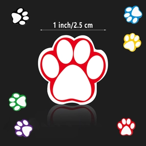 Colorful 1-inch animal paw print stickers in six vibrant colors for crafts and decor