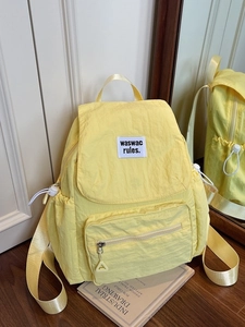 Women Casual Nylon Backpack Large Capacity Wrinkled Texture School Bag Multi Pocket Travel Daypack Versatile Commuter Rucksack