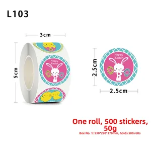 Detail of 500pcs Easter egg bunny chick stickers roll for DIY crafts and gifts