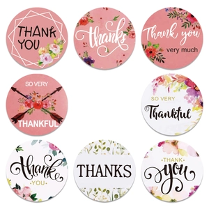 500pcs roll of floral Thank You stickers with watercolor patterns for business packaging