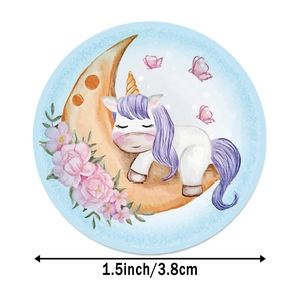 500pcs 1.5 inch unicorn reward stickers with watercolor floral and crescent moon design