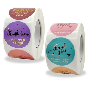 Gold Foil Thank You For Supporting My Small Business Stickers Roll Round Adhesive Seal Label Gift Packaging Decoration