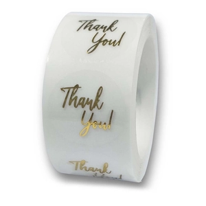 Transparent Gold Foil Thank You Stickers PET Round Sealing Labels For Business Gift Packing Baking Decoration Wedding Stationery