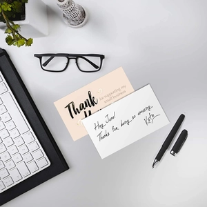 Laser holographic thank you cards for small business with personalized gift message cards