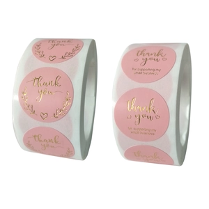 Rose Rond Thank You Autocollants Étiquettes de Scellage en Feuille d'Or pour Petites Entreprises Emballage Cadeau Mariage Fête Décoration Enveloppe Étiquettes Adhésives