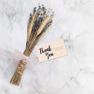 Pastel pink holographic Thank You cards for small business with elegant dried flowers decor