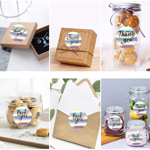 Holographic Thank You stickers for small business packaging on boxes and envelopes