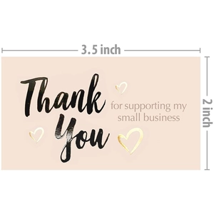 50-pack holographic thank you for supporting my small business cards in pink and gold