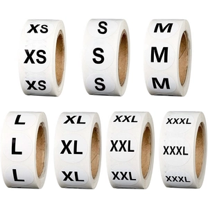White Round Self Adhesive Size Label Stickers For Clothing Apparel Warehouse Retail Markers XS S M L XL XXL XXXL