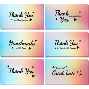 Holographic Thank You Cards For Small Business Rainbow Gradient Heart Design Support My Business Appreciation Gift Packaging Insert Greeting Cards