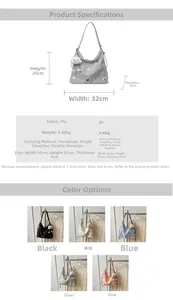 Detailed size chart and specifications for the versatile large PU leather backpack