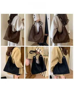 Detailed views of large matte leather hobo tote bags in brown and black styles