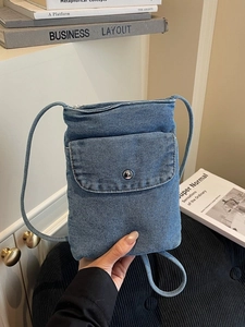 Vintage Denim Mini Crossbody Bag For Women Fashion Washable Jean Cell Phone Pouch Casual Small Square Shoulder Bag Streetwear Style