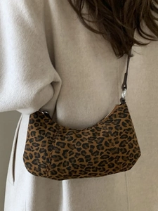 Borsa Sottobraccio Hobo in PU Scamosciato ad Ampia Capacità per Donna Borsa a Tracolla Retrò con Stampa Leopardata Casual Quotidiana