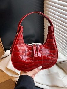 Women Crocodile Pattern PU Leather Hobo Bag Minimalist Underarm Shoulder Bag Fashion Dumpling Shape Handbag With Zipper