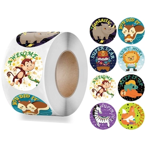 Autocollants de Récompense Animaux de Dessin Animé Pour Enfants Enseignants Encouragement Étiquettes de Motivation Autocollants Décoratifs Ronds